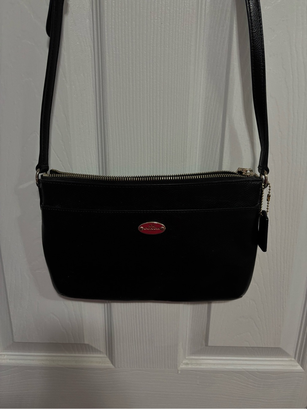 Coach Black Leather Crossbody Bag with Gold Accent